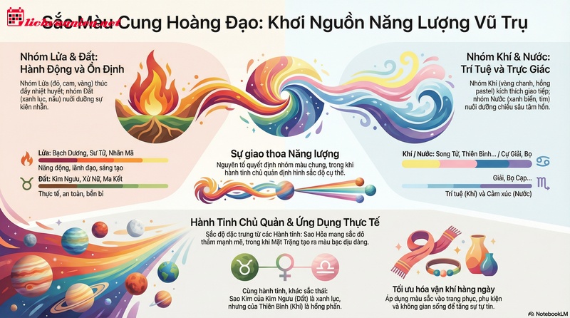 Bảng M&agrave;u May Mắn 12 Cung Ho&agrave;ng Đạo: K&iacute;ch Hoạt Năng Lượng Từ Vũ Trụ