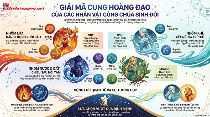12 Cung Hoàng Đạo Là Ai Trong Công Chúa Sinh Đôi