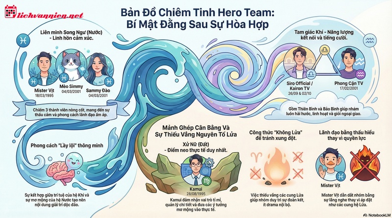 Giải m&atilde; Cung Ho&agrave;ng Đạo của Hero Team: Ai thuộc ch&ograve;m sao n&agrave;o v&agrave; t&iacute;nh c&aacute;ch b&iacute; ẩn?