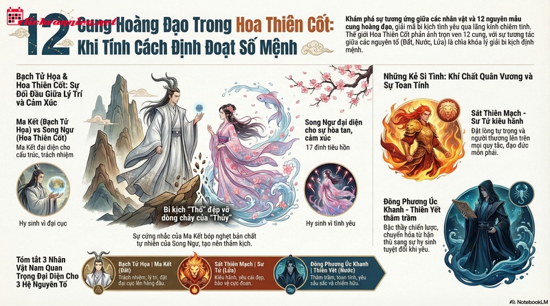 12 cung ho&agrave;ng đạo l&agrave; ai trong Hoa Thi&ecirc;n Cốt: Giải m&atilde; số mệnh v&agrave; t&iacute;nh c&aacute;ch