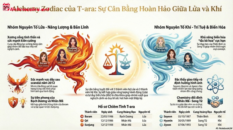 Hồ sơ Cung ho&agrave;ng đạo T-ara: Giải m&atilde; đội h&igrave;nh "Lửa v&agrave; Kh&iacute;" huyền thoại