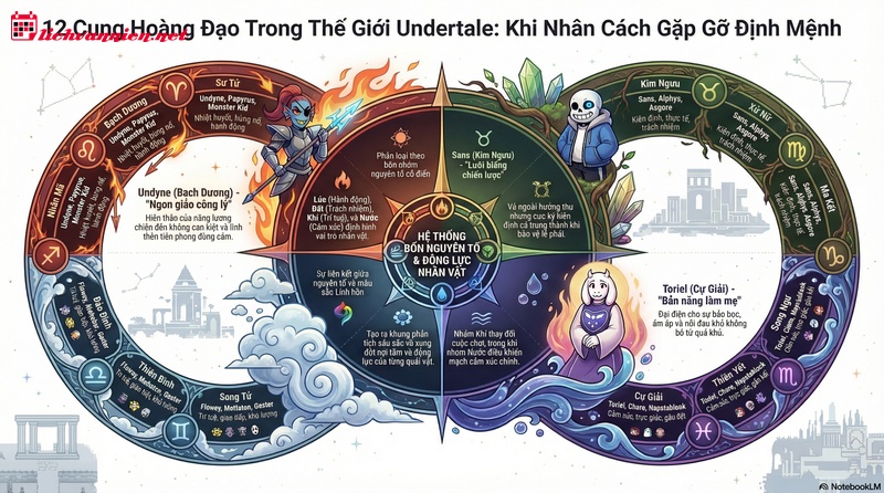 12 Cung Ho&agrave;ng Đạo l&agrave; ai trong Undertale: Giải m&atilde; T&iacute;nh c&aacute;ch & Số phận