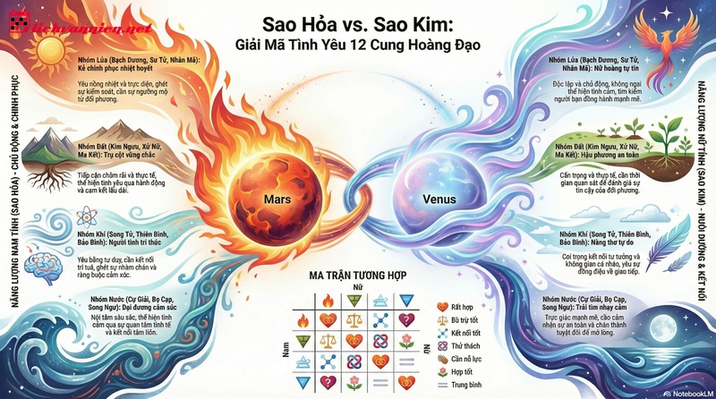 Giải M&atilde; T&acirc;m L&yacute; T&igrave;nh Y&ecirc;u 12 Cung Ho&agrave;ng Đạo Nam V&agrave; Nữ: Sự Kh&aacute;c Biệt Giữa Sao Hỏa V&agrave; Sao Kim