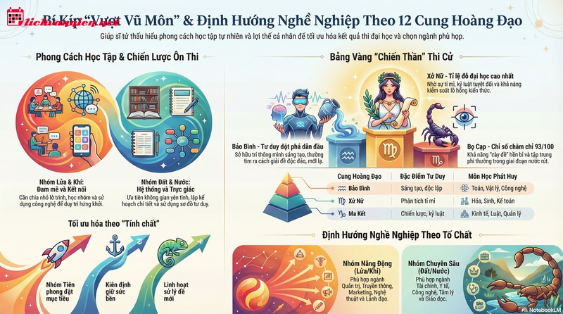 Giải M&atilde; Năng Lực Học Thuật V&agrave; Chiến Lược Đỗ Đại Học Cho 12 Cung Ho&agrave;ng Đạo