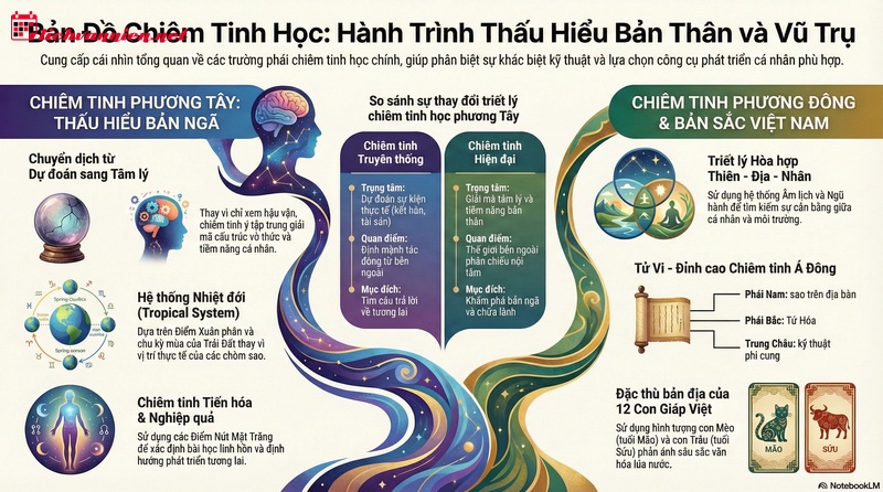 C&aacute;c trường ph&aacute;i Chi&ecirc;m tinh học: Từ cội nguồn truyền thống đến ứng dụng hiện đại