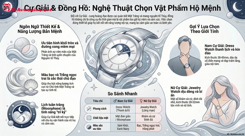 B&iacute; quyết chọn đồng hồ Cung Cự Giải: Lắng nghe nhịp đập của Chủ tinh Mặt Trăng