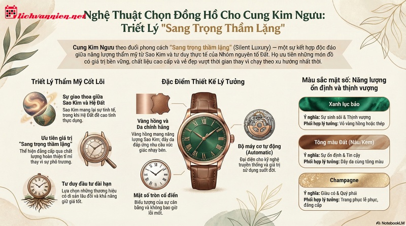 C&aacute;ch chọn đồng hồ cho cung Kim Ngưu: Nghệ thuật phối hợp giữa sang trọng v&agrave; bền bỉ