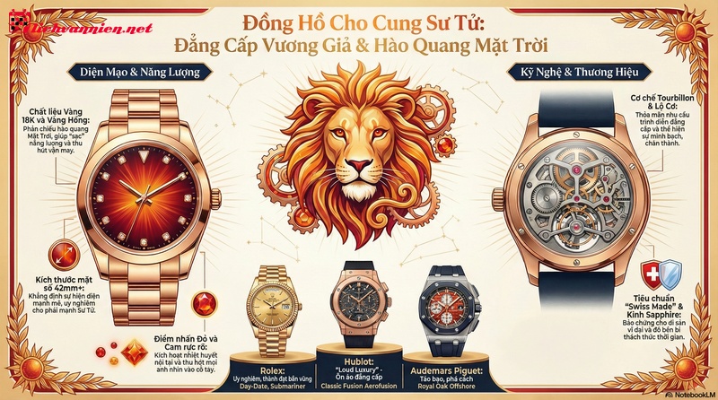 C&aacute;ch Chọn Đồng Hồ Cho Cung Sư Tử: Nghệ Thuật Lựa Chọn Vương Miện Tr&ecirc;n Cổ Tay