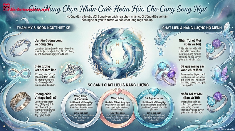 B&iacute; quyết chọn nhẫn cưới cho cung Song Ngư: Giai điệu của nước v&agrave; sự l&atilde;ng mạn vĩnh cửu