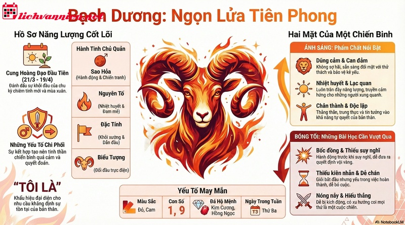 Cung Bạch Dương (Aries): Ngọn lửa khởi đầu của vòng tròn hoàng đạo