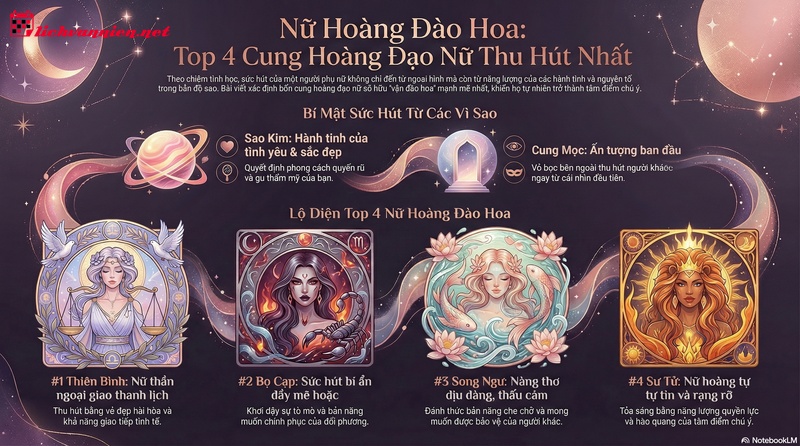 Top 4 Cung Ho&agrave;ng Đạo Nữ C&oacute; Nhiều "Vệ Tinh" Nhất: Giải M&atilde; Sức H&uacute;t Từ Sao Kim
