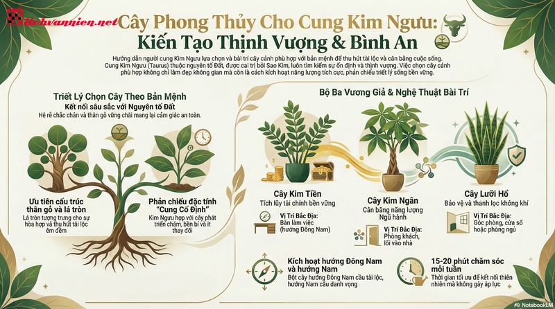 C&acirc;y cảnh phong thủy cho cung Kim Ngưu: Sự giao thoa giữa ổn định v&agrave; thịnh vượng