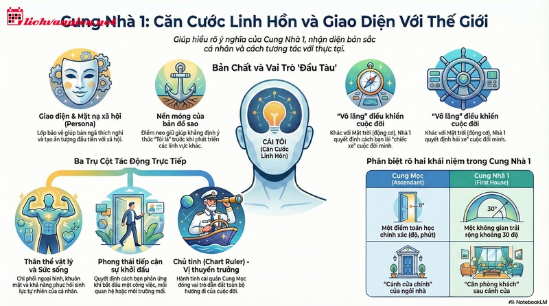 Cung Nh&agrave; 1 trong Chi&ecirc;m tinh học: Giao diện của c&aacute;i t&ocirc;i v&agrave; cửa ng&otilde; cuộc đời