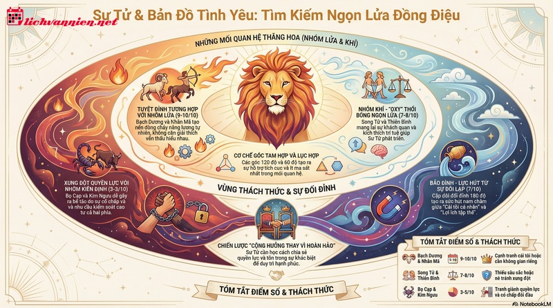Cung Sư Tử hợp với cung n&agrave;o nhất? Giải m&atilde; bản đồ t&igrave;nh y&ecirc;u qua g&oacute;c nh&igrave;n chi&ecirc;m tinh học