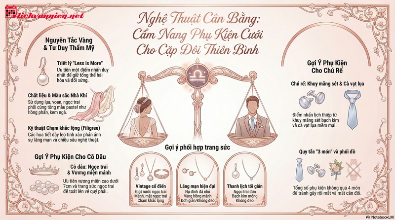 B&iacute; quyết chọn phụ kiện cưới cho Thi&ecirc;n B&igrave;nh: Sự c&acirc;n bằng ho&agrave;n hảo từ Sao Kim