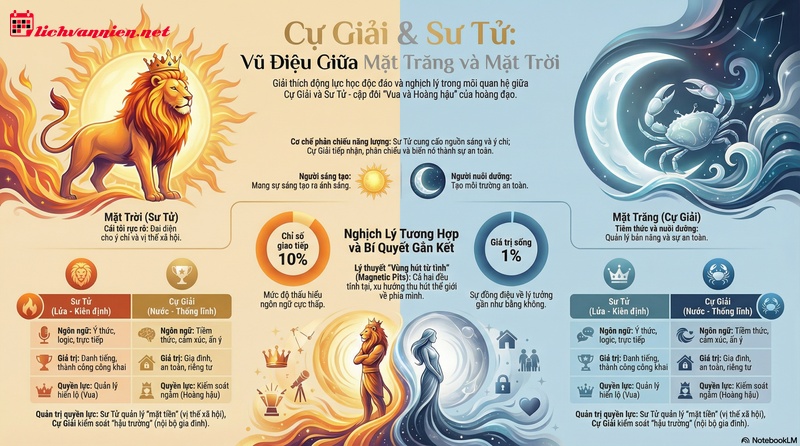 Cự Giải v&agrave; Sư Tử: Giải m&atilde; sự tương hợp giữa Mặt Trăng v&agrave; Mặt Trời