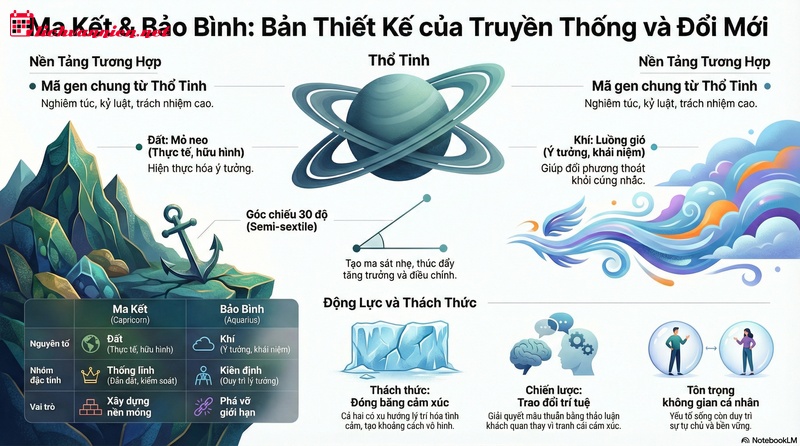 Giải m&atilde; Độ tương hợp giữa Cung Ma Kết v&agrave; Cung Bảo B&igrave;nh: Khi Cấu tr&uacute;c gặp gỡ Đổi mới