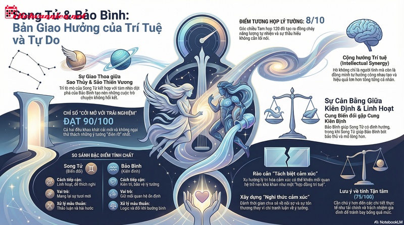 Giải m&atilde; sức h&uacute;t kỳ lạ v&agrave; sự cộng hưởng tr&iacute; tuệ giữa Cung Song Tử v&agrave; Cung Bảo B&igrave;nh