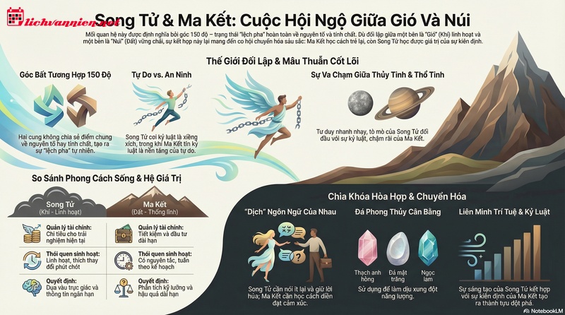 Song Tử v&agrave; Ma Kết: Giải m&atilde; sức h&uacute;t từ g&oacute;c bất tương hợp 150 độ