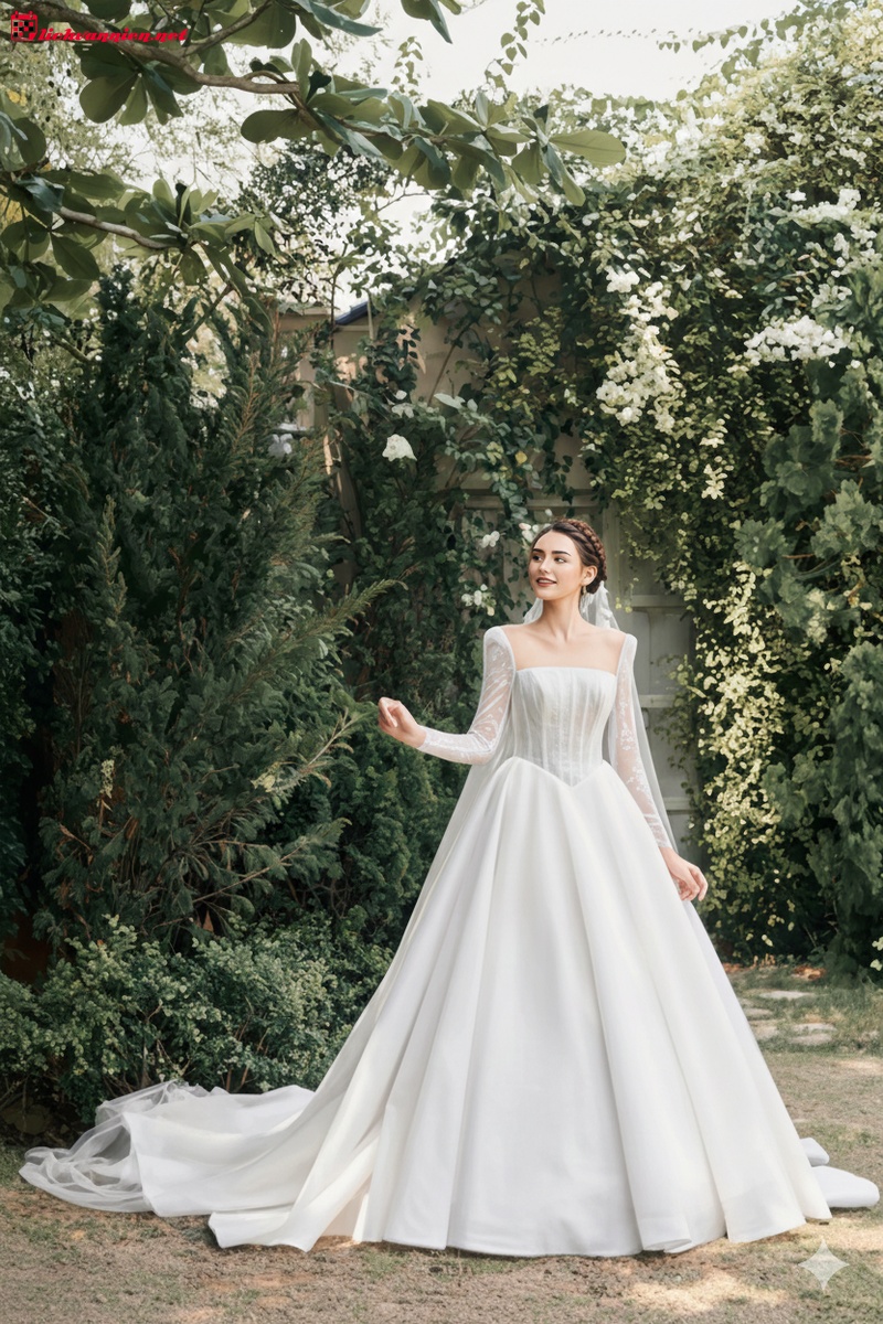 Bản tuy&ecirc;n ng&ocirc;n kh&iacute; chất của c&ocirc; d&acirc;u Bọ Cạp qua thiết kế v&aacute;y cưới độc bản