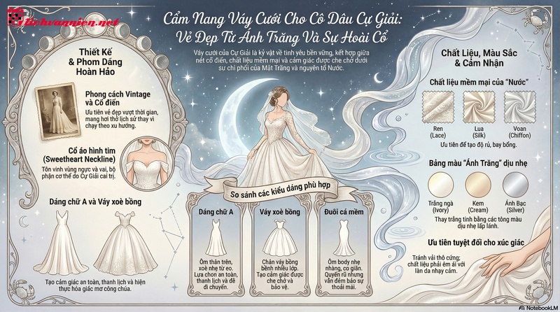 V&aacute;y cưới cho Cung Cự Giải: Đi t&igrave;m vẻ đẹp ho&agrave;i cổ dưới &aacute;nh trăng