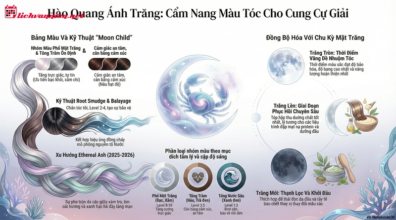 M&agrave;u t&oacute;c cung Cự Giải: Kh&aacute;m ph&aacute; bản sắc Moon Child qua những sắc độ của &aacute;nh trăng