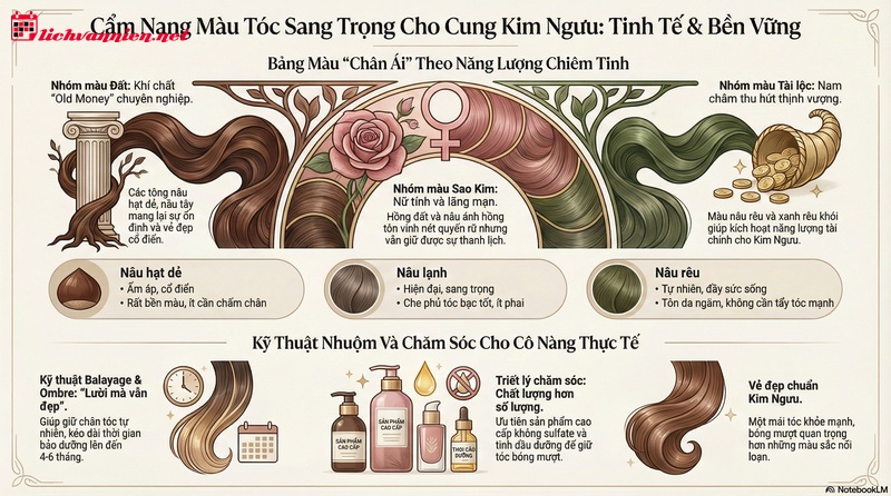 M&agrave;u t&oacute;c cung Kim Ngưu: Lựa chọn t&ocirc;ng m&agrave;u sang trọng để thăng hạng kh&iacute; chất v&agrave; t&agrave;i lộc