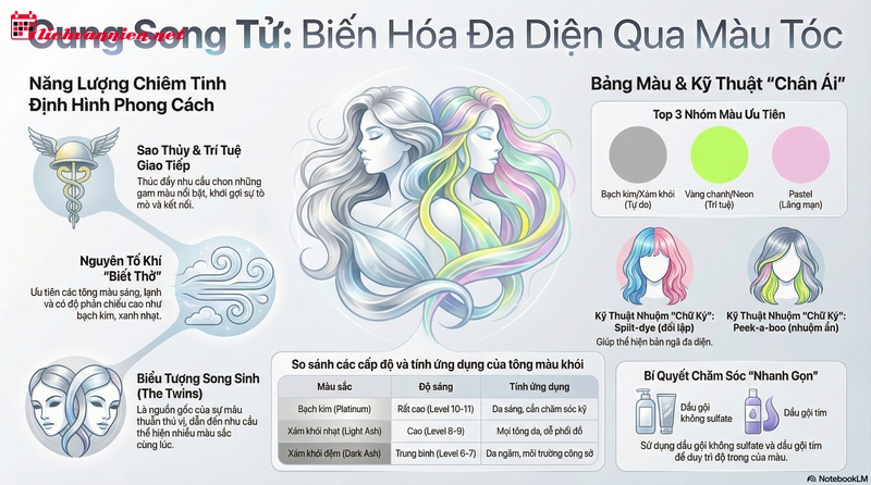 M&agrave;u T&oacute;c Cung Song Tử: B&ugrave;ng Nổ C&aacute; T&iacute;nh Với Bảng M&agrave;u Đa Diện
