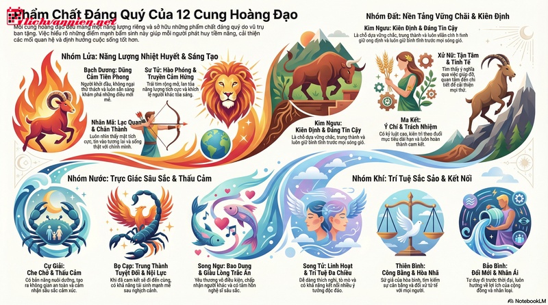 Phẩm chất đ&aacute;ng qu&yacute; của 12 cung ho&agrave;ng đạo: Kh&aacute;m ph&aacute; sức mạnh nội tại