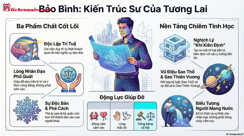 Phẩm chất cung Bảo Bình: Sức mạnh của trí tuệ độc lập và lòng nhân đạo cao cả