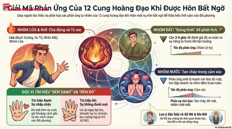 12 Cung Hoàng Đạo Và Phản Ứng "Khó Đỡ" Khi Bị Hôn Bất Ngờ