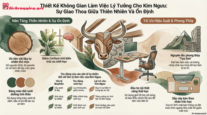 Thiết Kế Ph&ograve;ng L&agrave;m Việc Cho Cung Kim Ngưu: Kiến Tạo Kh&ocirc;ng Gian Ổn Định V&agrave; Cảm Hứng Tự Nhi&ecirc;n