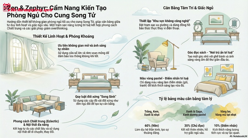 B&iacute; mật thiết kế ph&ograve;ng ngủ cung Song Tử: Kh&ocirc;ng gian tự do cho t&acirc;m hồn đa sắc