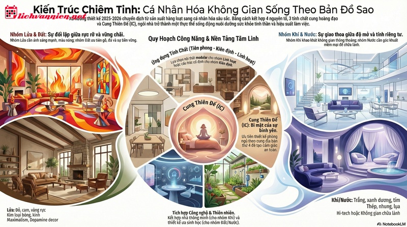 Phong thủy nhà ở và 12 cung hoàng đạo: Kiến tạo không gian từ bản đồ sao
