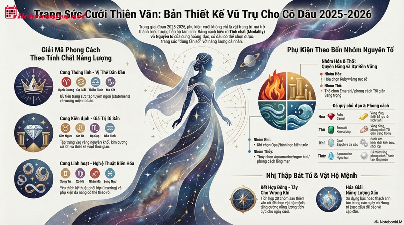 Phụ kiện cưới 12 cung ho&agrave;ng đạo: Đ&aacute;nh thức bản sắc c&aacute; nh&acirc;n từ năng lượng tinh t&uacute;