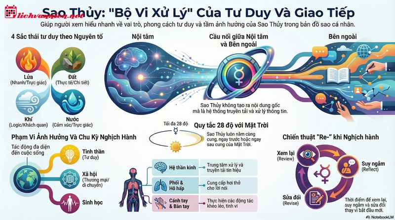 Sao Thủy trong chi&ecirc;m tinh: Giải m&atilde; h&agrave;nh tinh của tr&iacute; tuệ v&agrave; sự kết nối