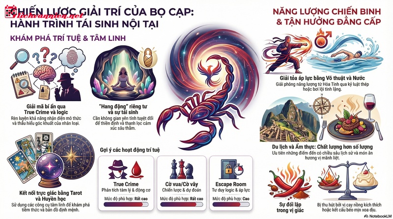 Sở th&iacute;ch v&agrave; hoạt động giải tr&iacute; của Bọ Cạp: H&agrave;nh tr&igrave;nh thấu thị v&agrave; t&aacute;i sinh