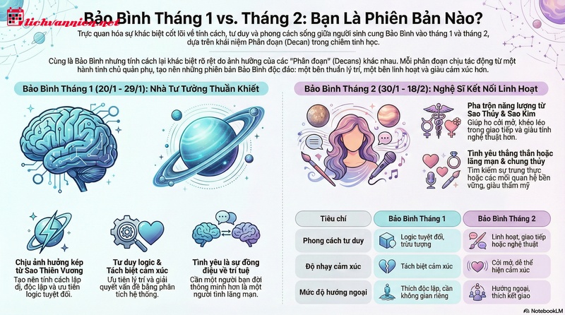 Bảo B&igrave;nh th&aacute;ng 1 v&agrave; th&aacute;ng 2: Giải m&atilde; sự kh&aacute;c biệt từ g&oacute;c nh&igrave;n Chi&ecirc;m tinh học