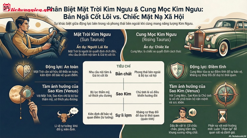 Ph&acirc;n Biệt Cung Mặt Trời Kim Ngưu v&agrave; Cung Mọc Kim Ngưu: Từ Bản Ng&atilde; Đến Diện Mạo