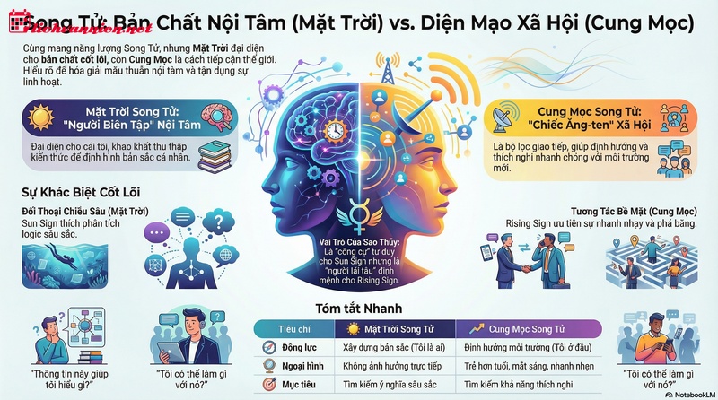 Cung Mặt Trời Song Tử v&agrave; Cung Mọc Song Tử: Giải M&atilde; Sự Kh&aacute;c Biệt Giữa Bản Chất v&agrave; Lớp Vỏ