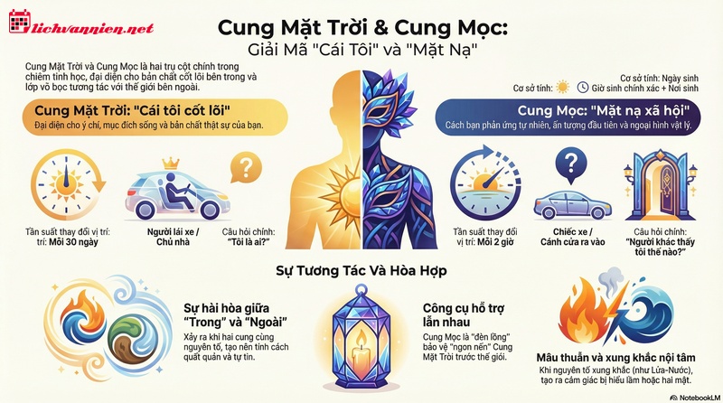 Cung Mặt Trời v&agrave; Cung Mọc: Giải m&atilde; sự kh&aacute;c biệt giữa Bản chất v&agrave; Mặt nạ x&atilde; hội