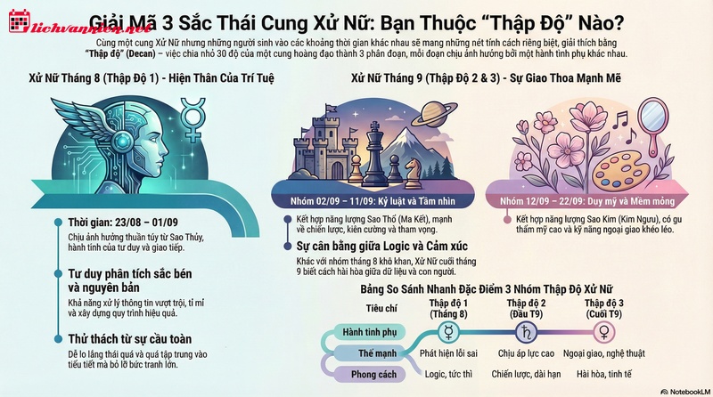 Sự Kh&aacute;c Biệt Giữa Cung Xử Nữ Th&aacute;ng 8 V&agrave; Th&aacute;ng 9