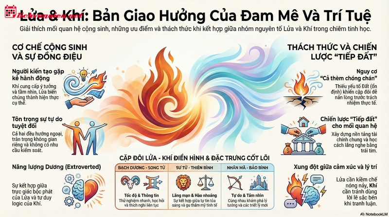 Lửa v&agrave; Kh&iacute; trong chi&ecirc;m tinh học: Khi nhiệt huyết gặp gỡ tr&iacute; tuệ