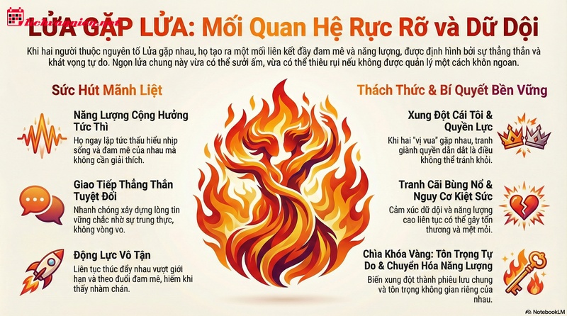 Sự tương hợp giữa Nguy&ecirc;n tố Lửa v&agrave; Nguy&ecirc;n tố Lửa trong chi&ecirc;m tinh học