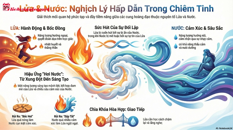 Sự tương hợp giữa Nguy&ecirc;n tố Lửa v&agrave; Nguy&ecirc;n tố Nước trong chi&ecirc;m tinh học