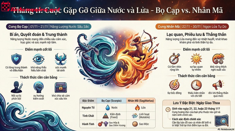 Th&aacute;ng 11 cung g&igrave;? Giải m&atilde; ranh giới b&iacute; ẩn giữa Bọ Cạp v&agrave; Nh&acirc;n M&atilde;