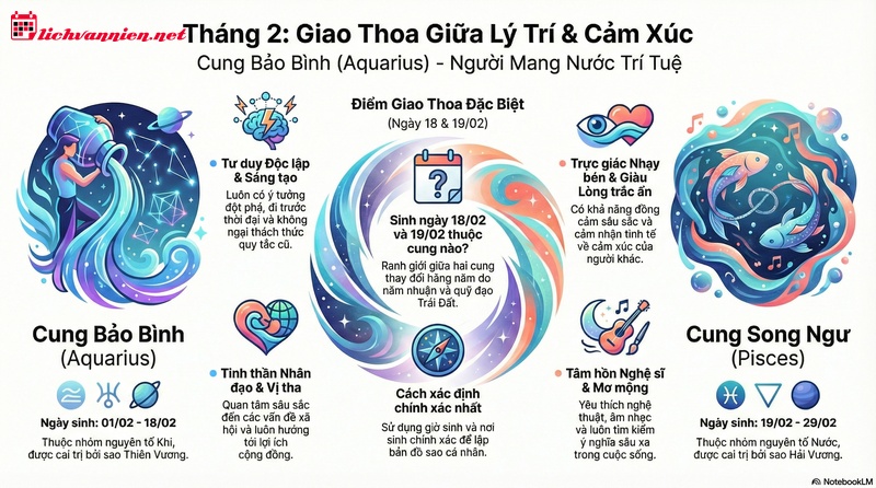 Th&aacute;ng 2 cung g&igrave;? Giải m&atilde; b&iacute; ẩn về Bảo B&igrave;nh v&agrave; Song Ngư