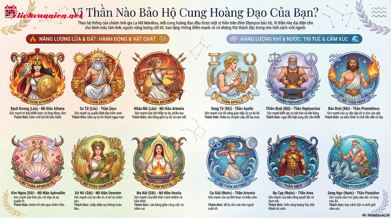 Vị thần bảo hộ 12 cung ho&agrave;ng đạo: Kh&aacute;m ph&aacute; nguồn gốc sức mạnh v&agrave; định mệnh từ đỉnh Olympus