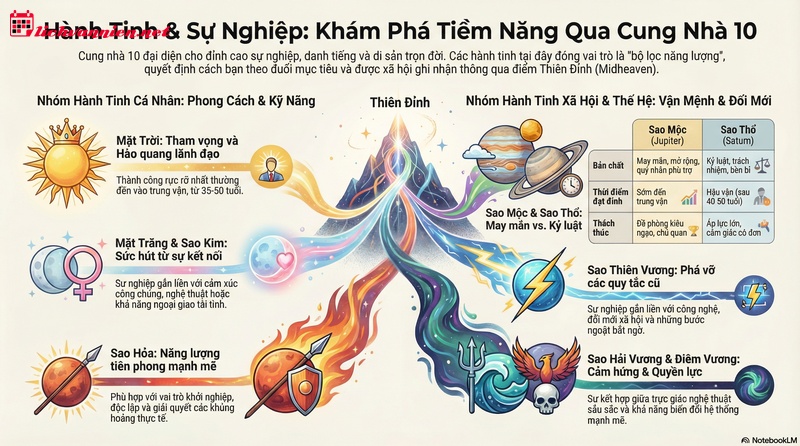 Giải M&atilde; Sự Nghiệp V&agrave; Địa Vị Qua C&aacute;c H&agrave;nh Tinh Ở Cung Nh&agrave; 10