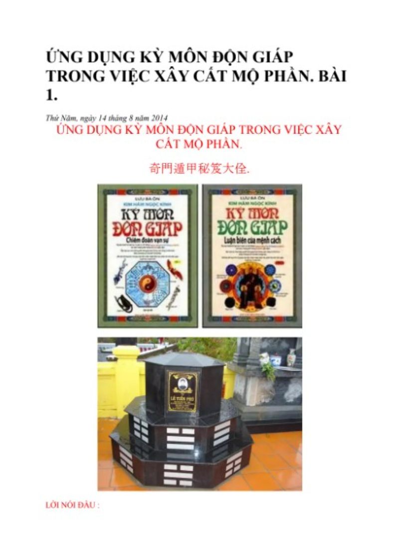 Giải Mã Bí Thuật Kỳ Môn Độn Giáp Trong Việc Xây Dựng Mộ Phần – Cuốn Sách Không Thể Thiếu Cho Người Học Phong Thủy